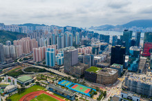 Aerial View Hong Kong City