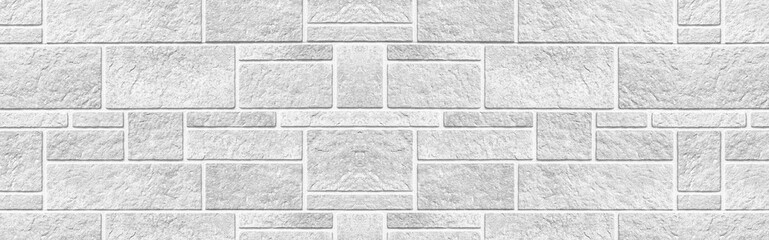 Wall Mural - Panorama of The modern white concrete tile wall background and texture