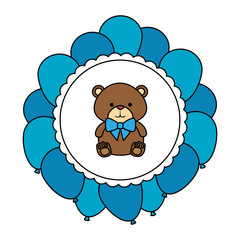 Canvas Print - circular lace with cute little bear teddy and bowtie