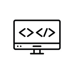 Black line icon for web coding