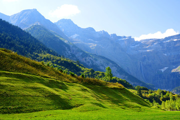 Wall Mural - cirque de gavarnie in the french pyrenees, europe. summer mountain landscape in the morning at sunri