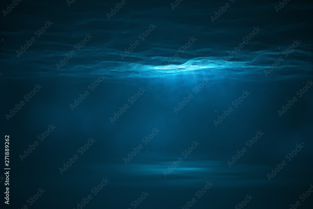 Underwater scene with light - obrazy, fototapety, plakaty 