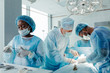 © alfa27 - experienced doctors performing organ removal or transplant in the clinic.