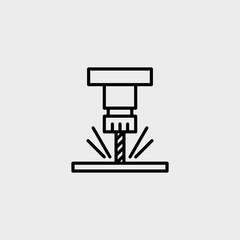 CNC milling machine spindle. Vector outline icon milling tool.
