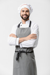 Wall Mural - Handsome male chef on white background