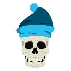 Canvas Print - Cool skull with winter hat cartoon isolated