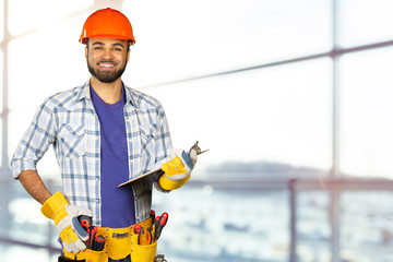 handsome happy workman