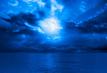 Poster - Night sky with moon in the clouds 