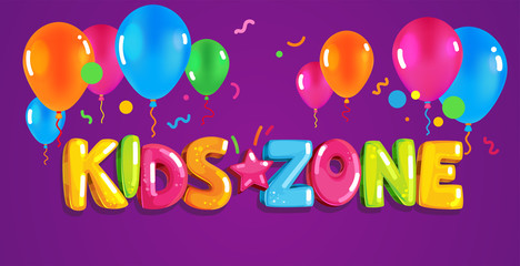 Poster - Kids zone vector color illustration 