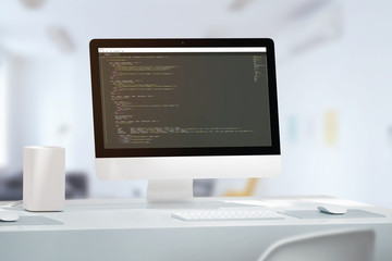 Aufkleber - Development team office concept. Computer display with java code editor. Close-up.