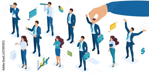 Cuadros en Lienzo Isometric set of business while selecting a candidate for elevation of career, t