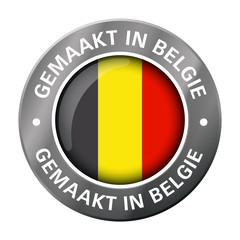 Wall Mural - made in Belgium flag metal icon 