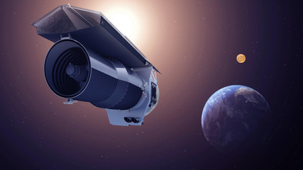Wall Mural - Spitzer Space Telescop on the orbite of the earth. Elements of this image furnished by NASA.