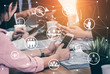 © InfiniteFlow - Human Resources Recruitment and People Networking Concept. Modern graphic interface showing professional employee hiring and headhunter seeking interview candidate for future manpower.