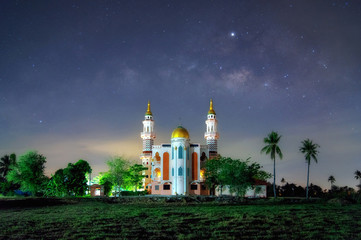 Wall Mural - milky way mosque phetchaburi.