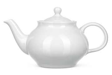 White ceramic kettle isolate on white background