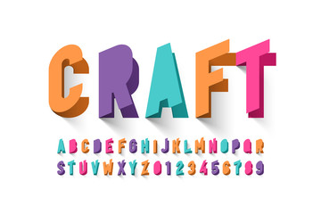 Wall Mural - Paper craft style font design, alphabet letters and numbers