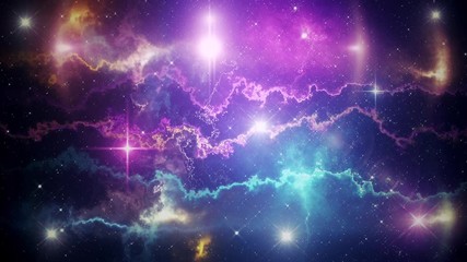 Wall Mural - Colorful Space Nebula & Stars Loopable Motion Graphic Background