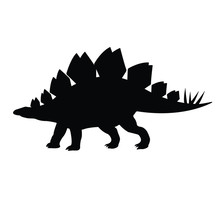 Vector Black Silhouette Of Stegosaurus Silhouette Isolated On White Background