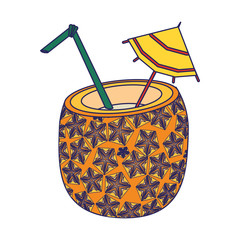 Canvas Print - pineapple cocktail beverage icon cartoon