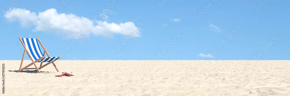 Beach vacation Concept with chair and blue sky - obrazy, fototapety, plakaty 