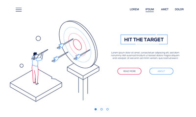 hit the target - line design style isometric web banner