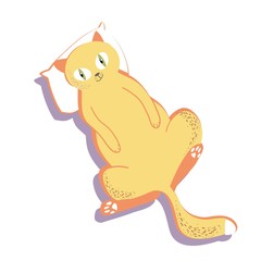 Cute cat, pet, cartoon character, hand-drawn, digital drawing, color illustration in vector