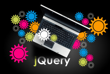 Wall Mural - jquery. laptop on word jquery