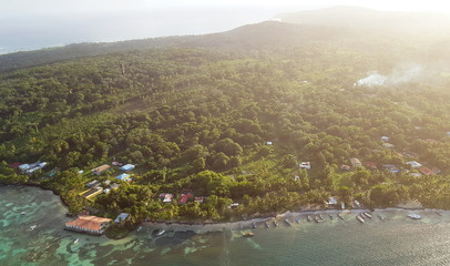 Poster - Sunset over caribbean island