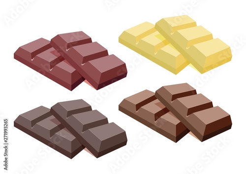 Fotomural vector collection of dark, milk and white chocolate