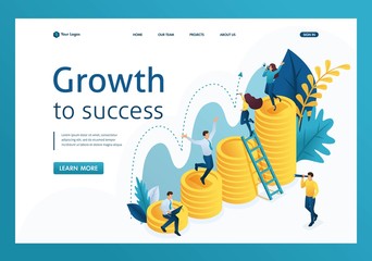 Canvas Print - isometric the successful growth of investment, young entrepreneurs are exploring the indicators. tem
