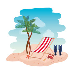 Poster - beach seascape scene with chair