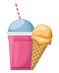 Poster - Delicious milkshake and ice cream cone