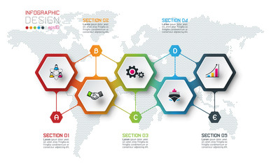 Wall Mural - Hexagon inforgraphics on vector graphic art.