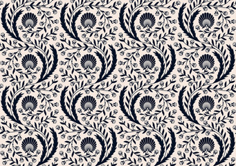  seamless vector retro pattern with floral ornament. seamless template in swatch panel. design for packaging, textile, print