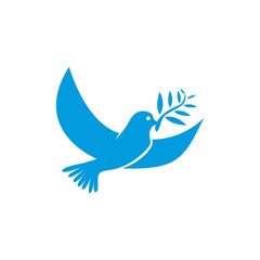 Wall Mural - Dove vector. Isolated blue icon