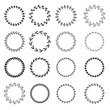 Collection of black and white circular laurel wreaths for use as design elements