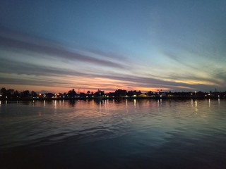 Wall Mural - the sky when the sun will rise in the river