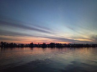 Wall Mural - the sky when the sun will rise in the river