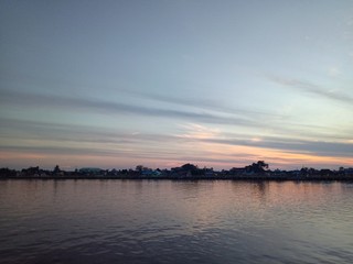Wall Mural - the sky when the sun will rise in the river