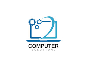 Vector computer and laptop repair logo template icon illustration