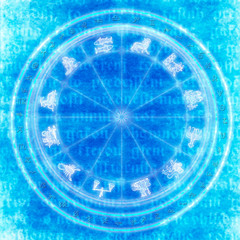 Wall Mural - astrology wheel horoscope with all the signs of the zodiac