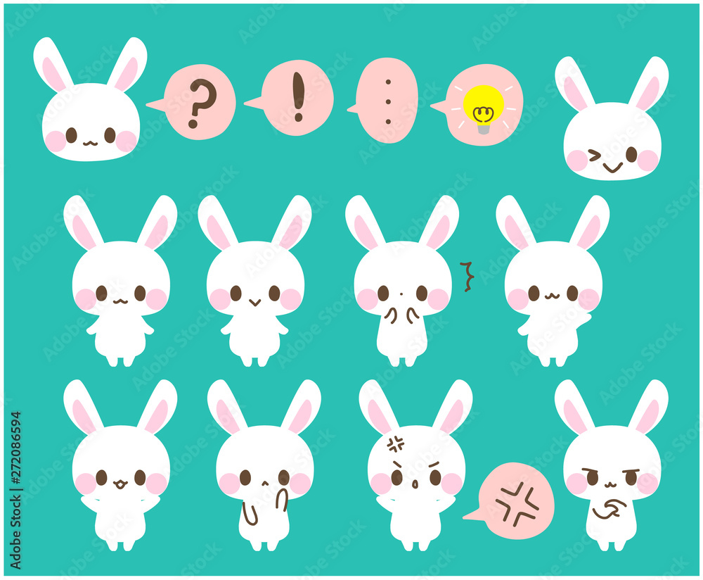 うさぎアイコン ひらめき 驚く 怒る 悩む 考える バイバイ おすまし イラスト Anger Poster Ang 可愛い動物 素材屋さんilohaco