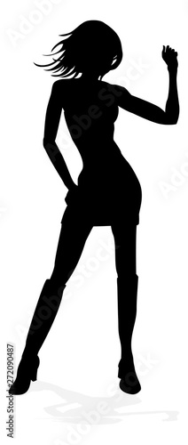A young woman in silhouette...