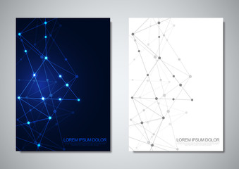 brochure template or cover design. digital technology with plexus background and space for your text