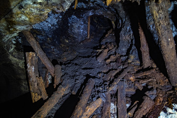 Canvas Print - Abandoned collapsed old coal mine
