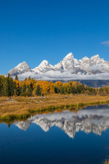 Poster - Scenic Reflection of the Teton Range in Autumn