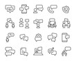 © kornkun - set of discussion line icons, meeting, bubble, chat, conversation, social