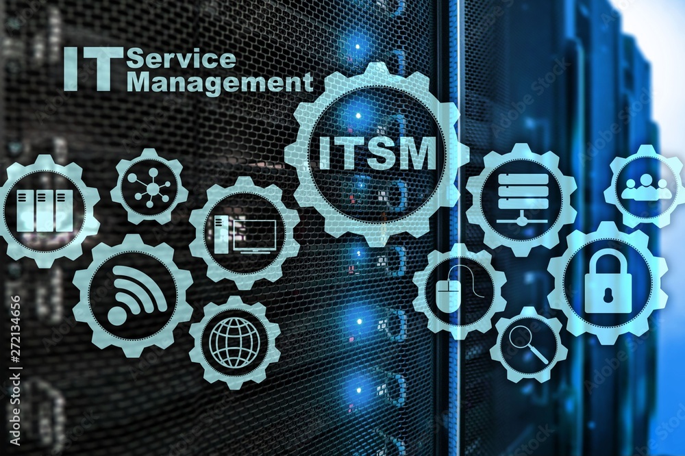  ITSM. IT Service Management. Concept for information technology service management on supercomputer background. - obrazy, fototapety, plakaty 