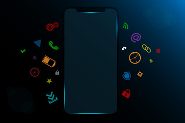 Wall Mural - touchscreen smartphone with application icons illustration